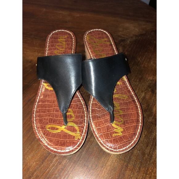 Sam Edelman Sandals Preppy Summer Black  Rose 3D  Cork  Wedges  10 - Picture 1 of 9